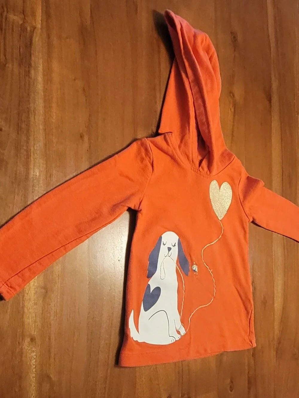 Carter's Baby 2T Sweatshirt White Puppy Gold Glitter Heart Balloon